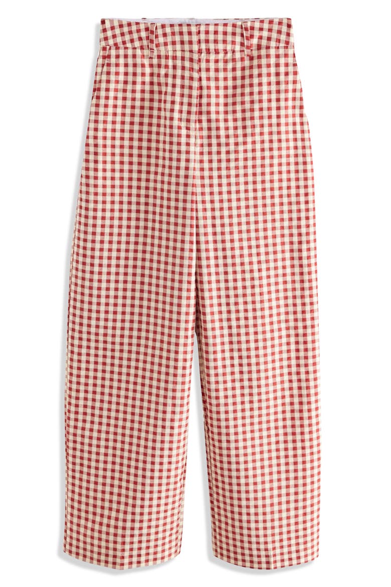 Gingham Relaxed Wide Leg Pants, Alternate, color, RED