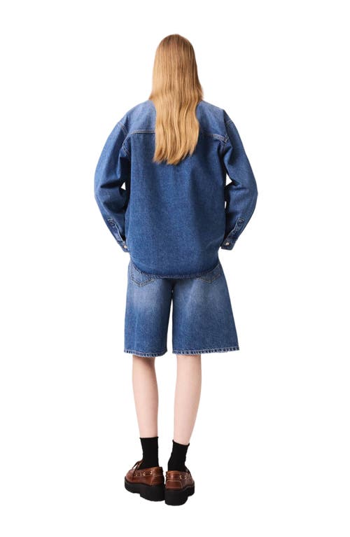 Maje Womens Blue Cord-collar Relaxed-fit Denim Jacket In Blue
