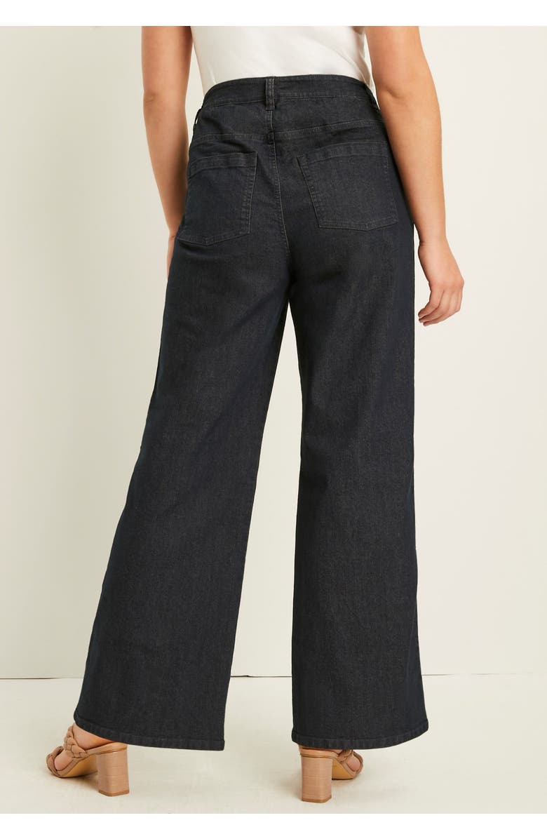 June + Vie Curvie Fit Wide-Leg Jeans, Alternate, color, Black