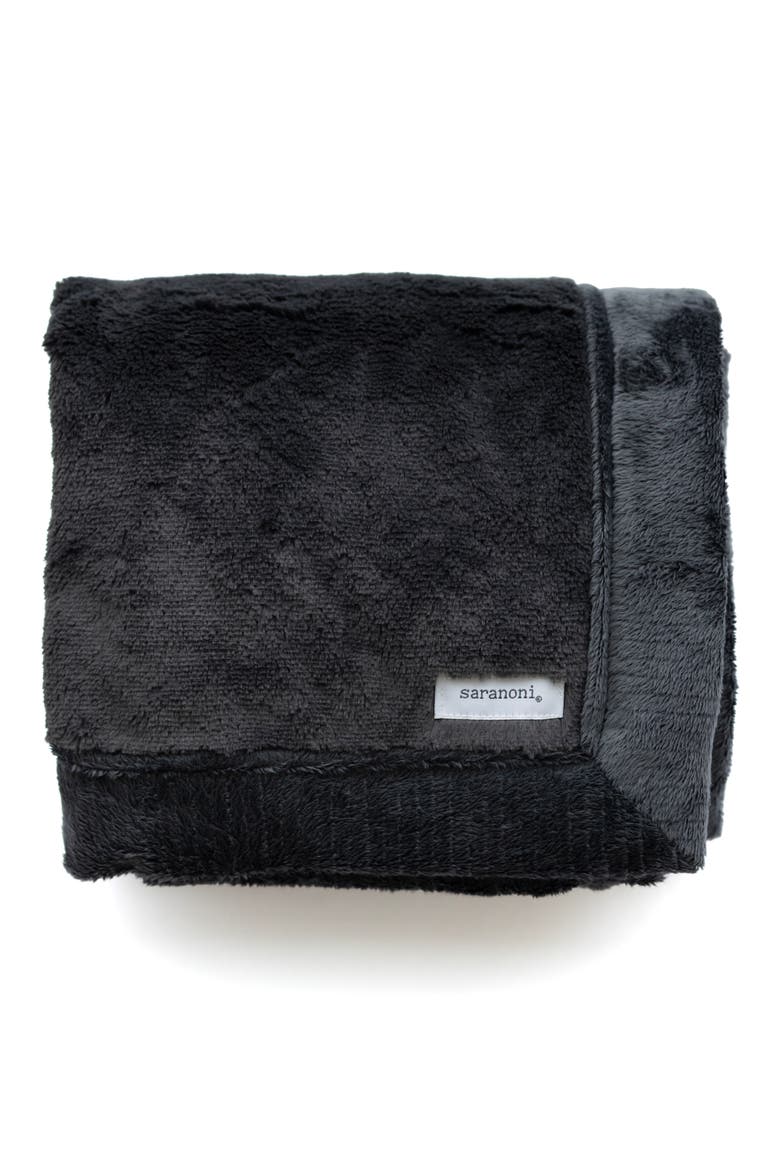 Lush Faux Fur Receiving Blanket, Main, color, CHARCOAL