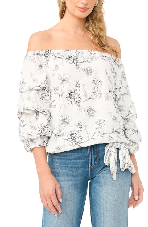 Bubble Sleeve Off the Shoulder Top