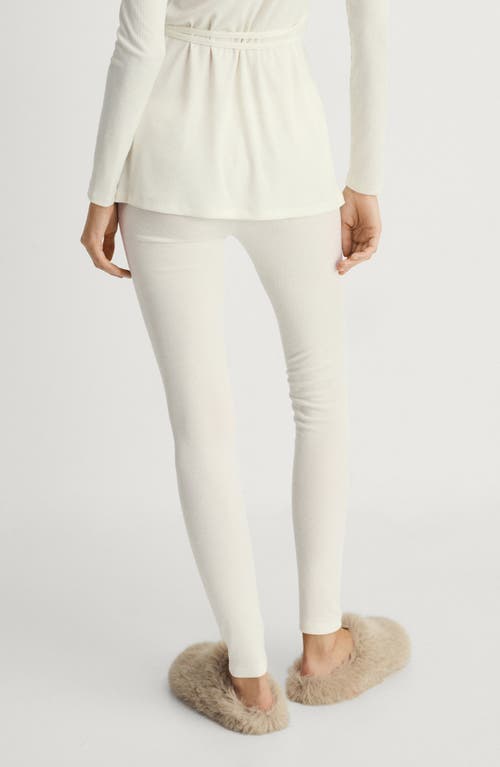 Mango Rib Knit Pants In Vanilla