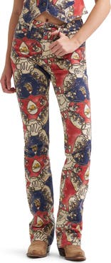 Wrangler Rodeo Print High Waist Bootcut Jeans