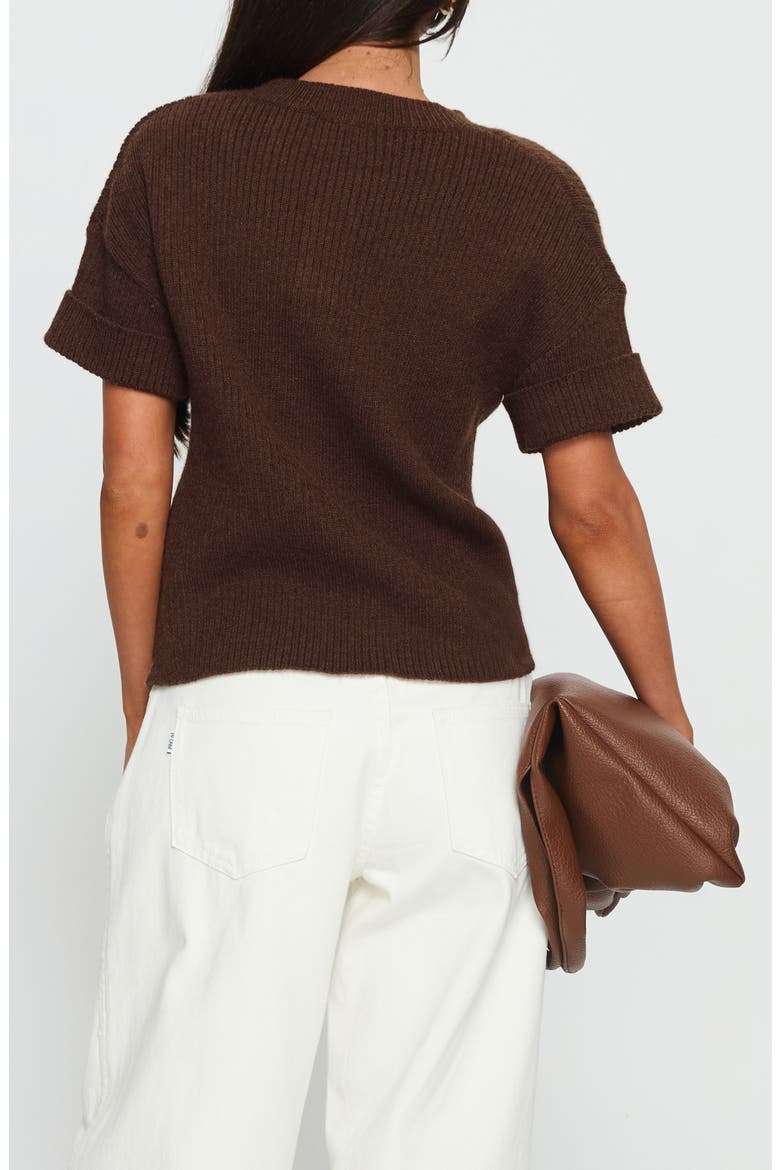 Brandii Short Sleeve Henley Sweater, Alternate, color, CHOCOLATE