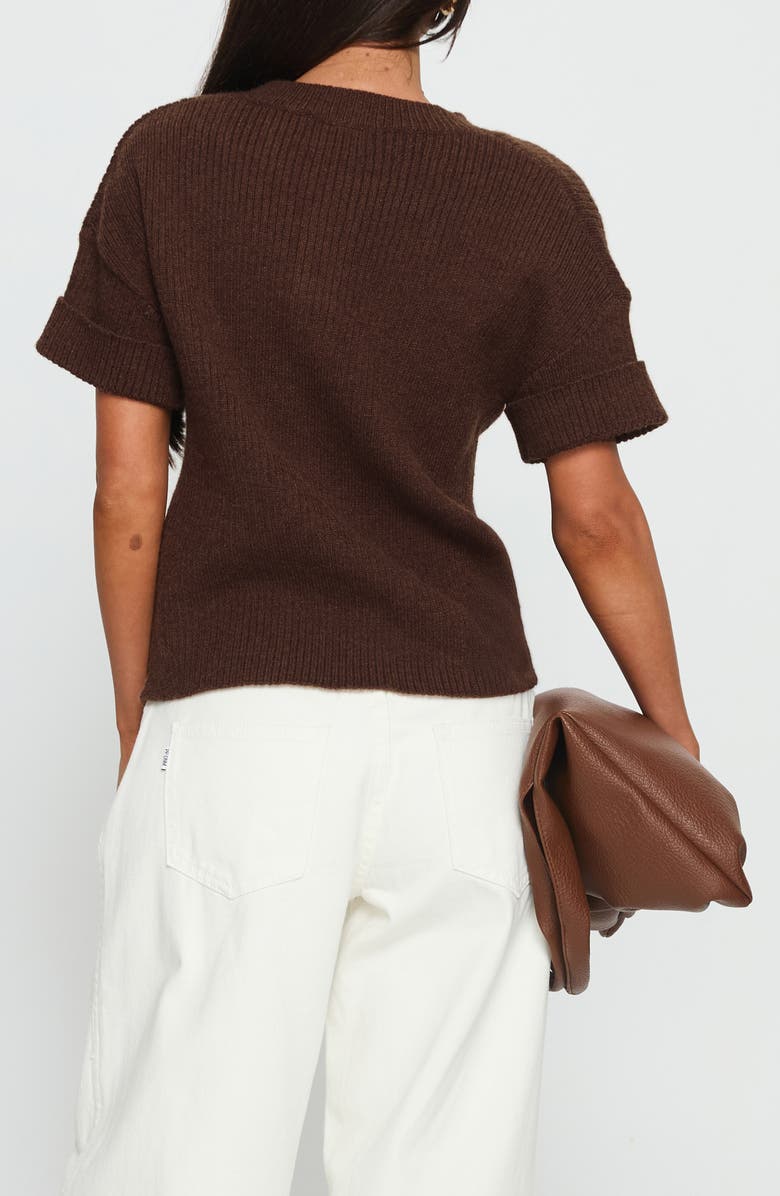 Princess Polly Brandii Short Sleeve Henley Sweater, Alternate, color, Chocolate