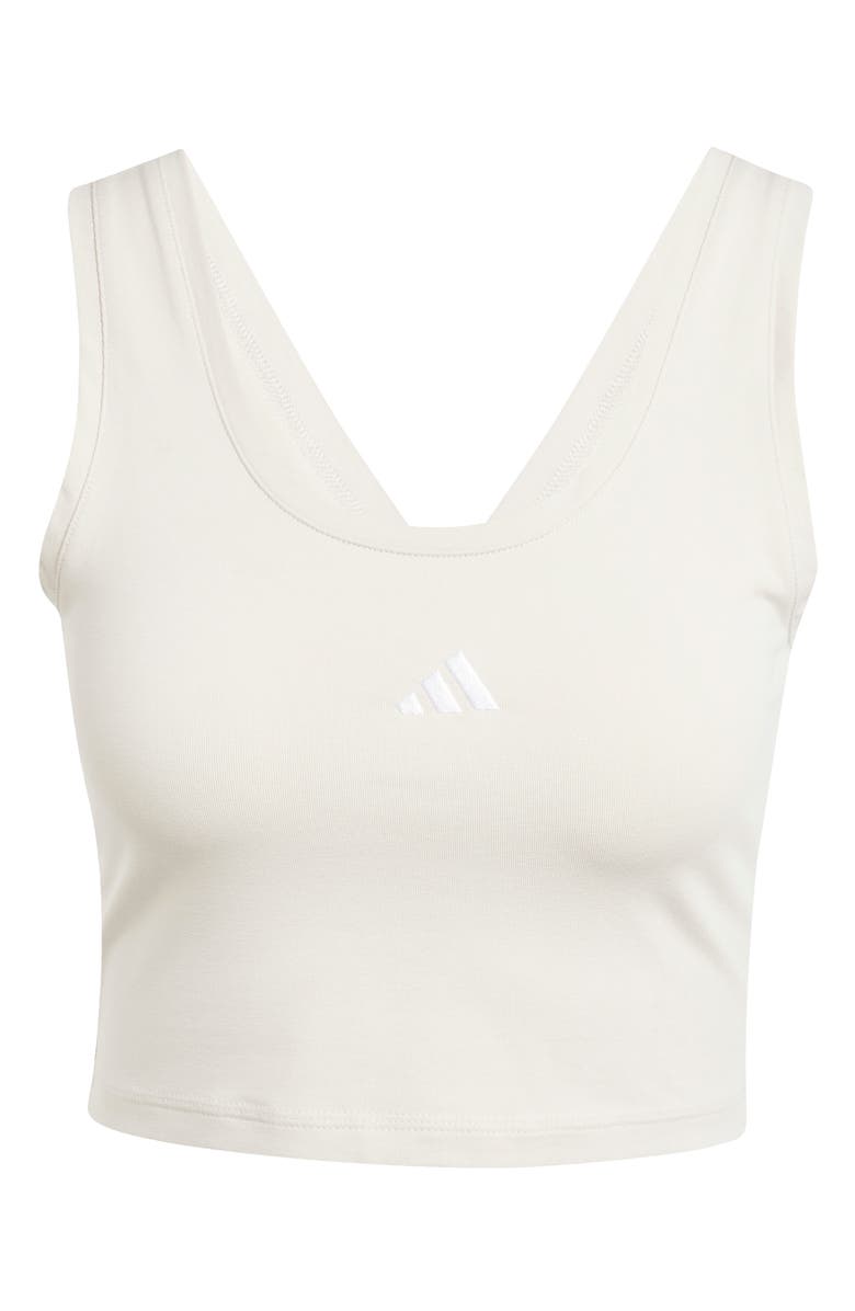adidas Stretch Cotton Crop Tank, Alternate, color, Wonder Alumina/ White
