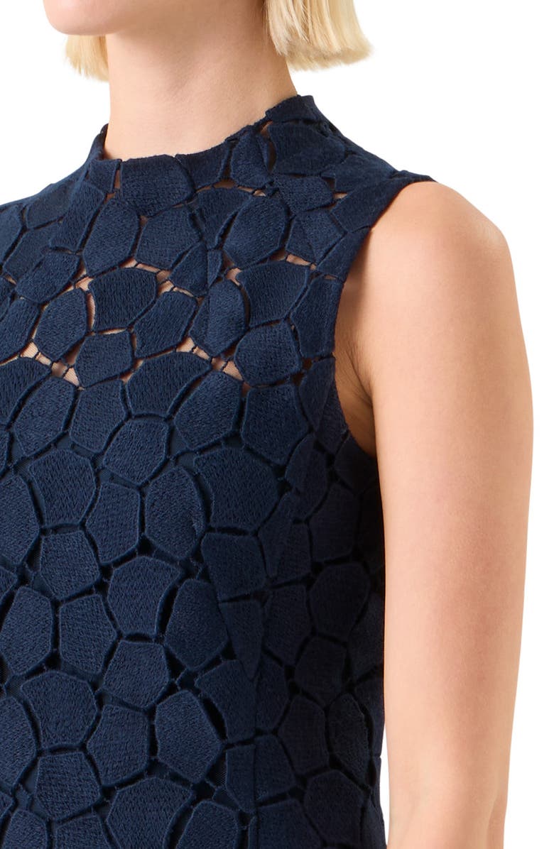 Akris Mosaic Wool Blend Sheath Dress, Alternate, color, Navy