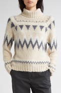 Eleventy Fair Isle Alpaca & Mohair Blend Turtleneck Sweater