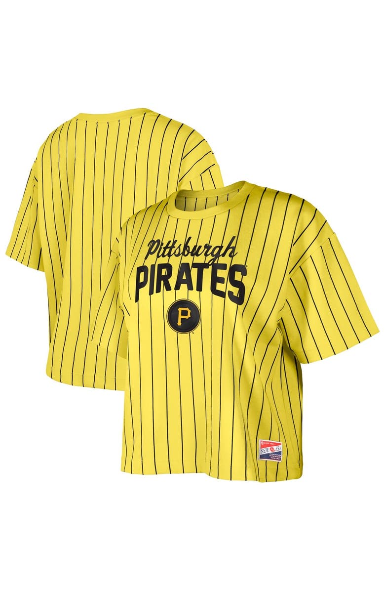 New Era Women's New Era  Gold Pittsburgh Pirates City Connect Multiplier Pinstripe Cropped T-Shirt, Alternate, color, Gold