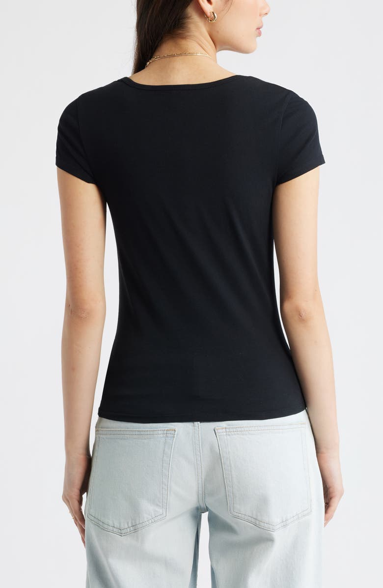 BP. Ruched Front Cotton T-Shirt, Alternate, color, Black