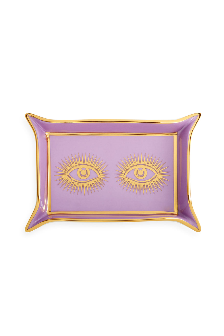 Eyes Valet Decorative Tray, Main, color, Lavender / Gold