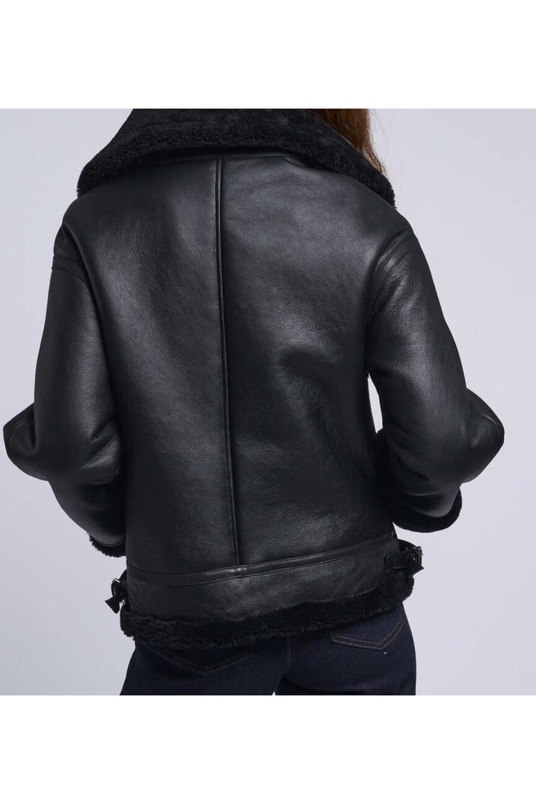 Moto Shearling Jacket, Alternate, color, BLACK