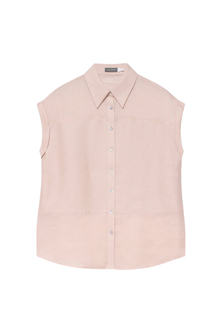 Linen Blend Panel Shirt, Alternate, color, Light Pink