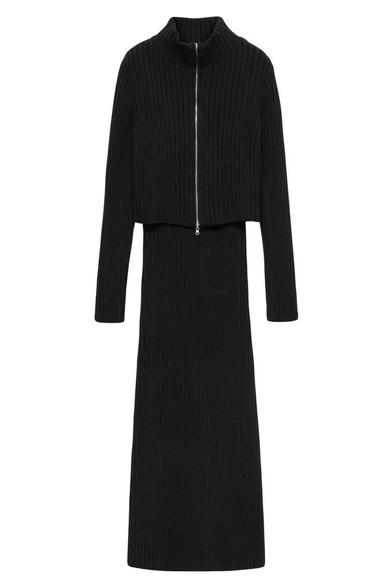 Sleeveless Knit Dress & Cardigan Set, Alternate, color, BLACK