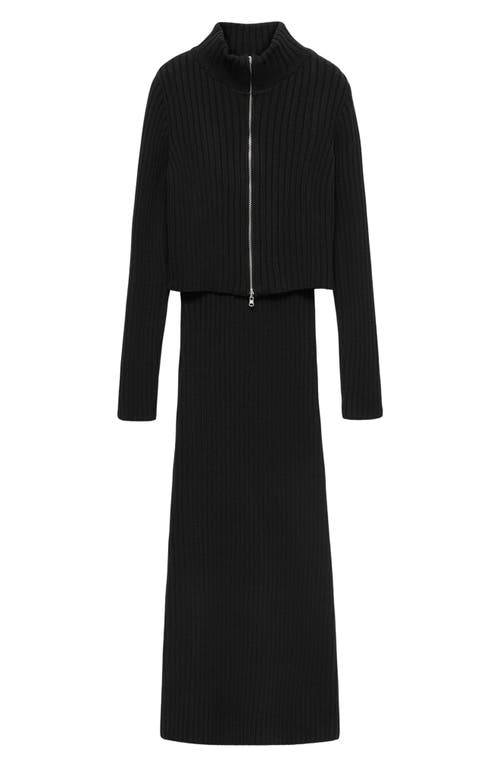 Shop Mango Sleeveless Knit Dress & Cardigan Set In Black