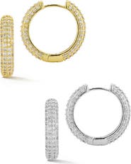 GLAZE JEWELRY Set of 2 Pavé Hoop Earrings