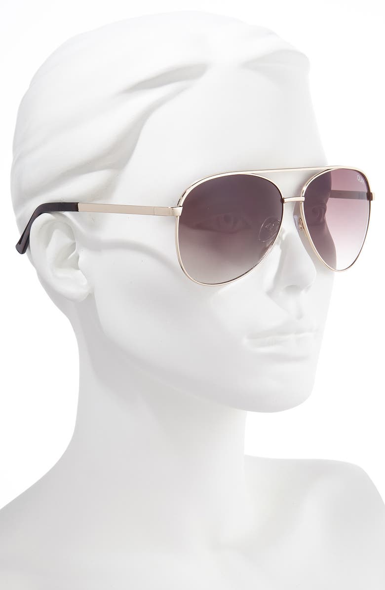 QUAY Australia Vivienne 64mm Aviator Sunglasses, Alternate, color, Gold/ Brown