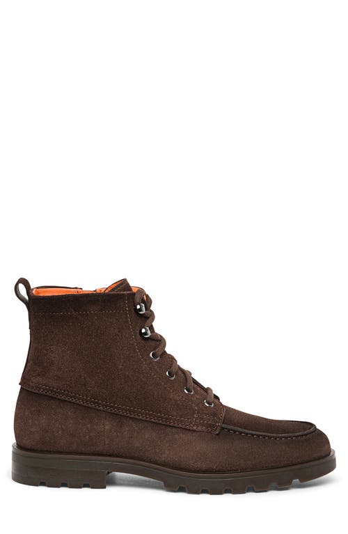 Santoni Men's Flair Suede Side-zip Lace-up Boots In Dark Brown