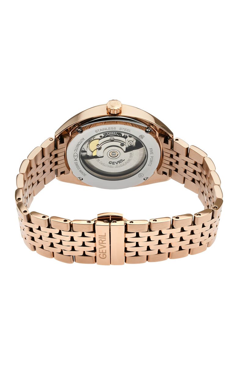GEVRIL Five Points Black Dial Rose Gold Watch, 44.5 mm, Alternate, color,