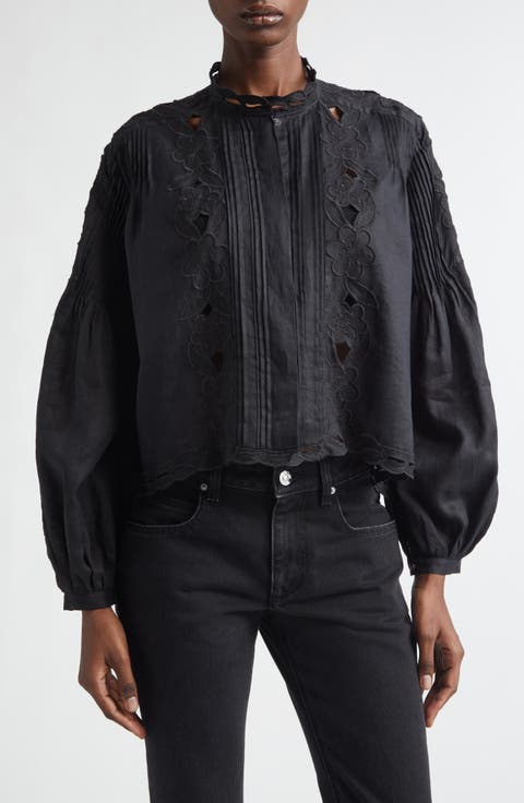 Rubra Pintuck Broderie Anglaise Ramie Top