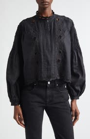 Isabel Marant Rubra Pintuck Broderie Anglaise Ramie Top