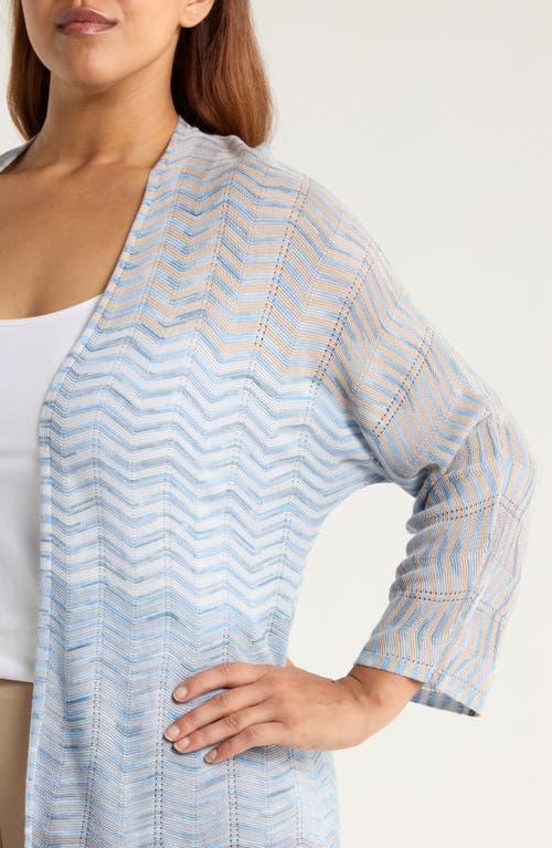 Anne Klein Zig Zag Cardigan In Blue