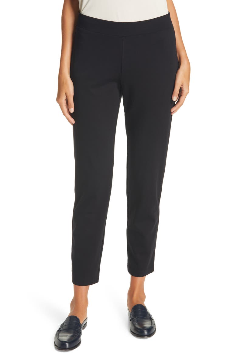 Flex Ponte Knit Ankle Pants, Main, color, BLACK
