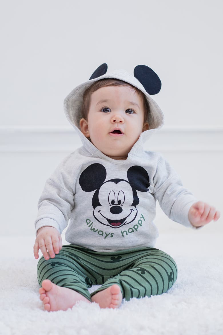 Mickey Mouse Fleece Hoodie and Pants Set, Alternate, color, Olive Oatmeal Mickey
