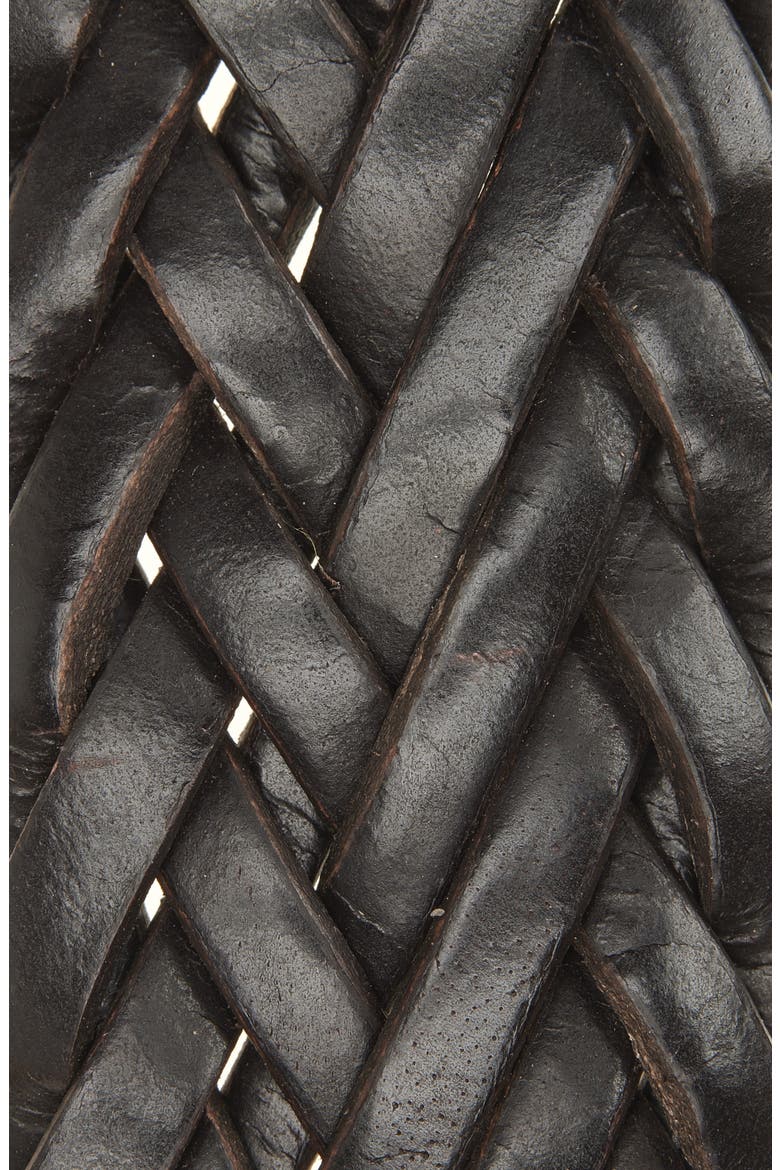 Braided Leather Belt, Alternate, color, BROWN