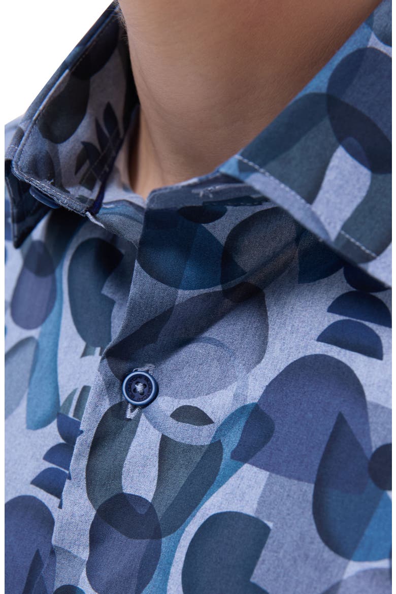 Julian Shaped Fit Stretch Cotton Button-Up Shirt, Alternate, color, COBALT