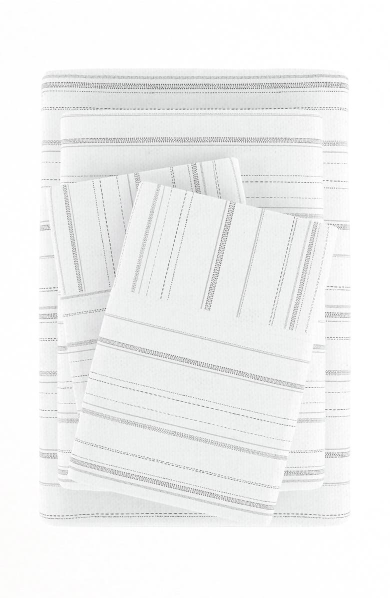 HOMESPUN Premium Weathered Stripe 4-Piece Flannel Bed Sheet Set, Alternate, color, Gray