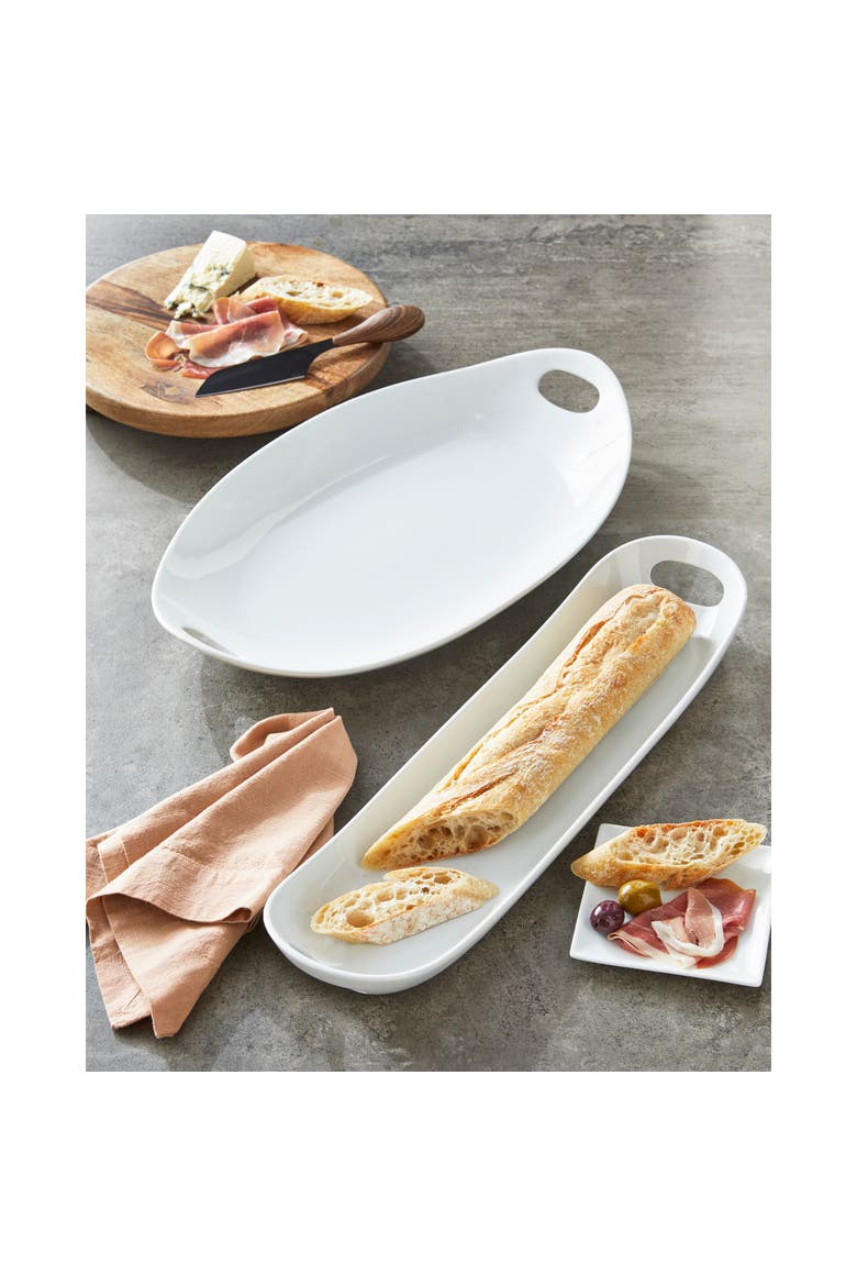 Whiteware Baguette Porcelain Serving Tray Platter Dishwasher Safe, Alternate, color, White