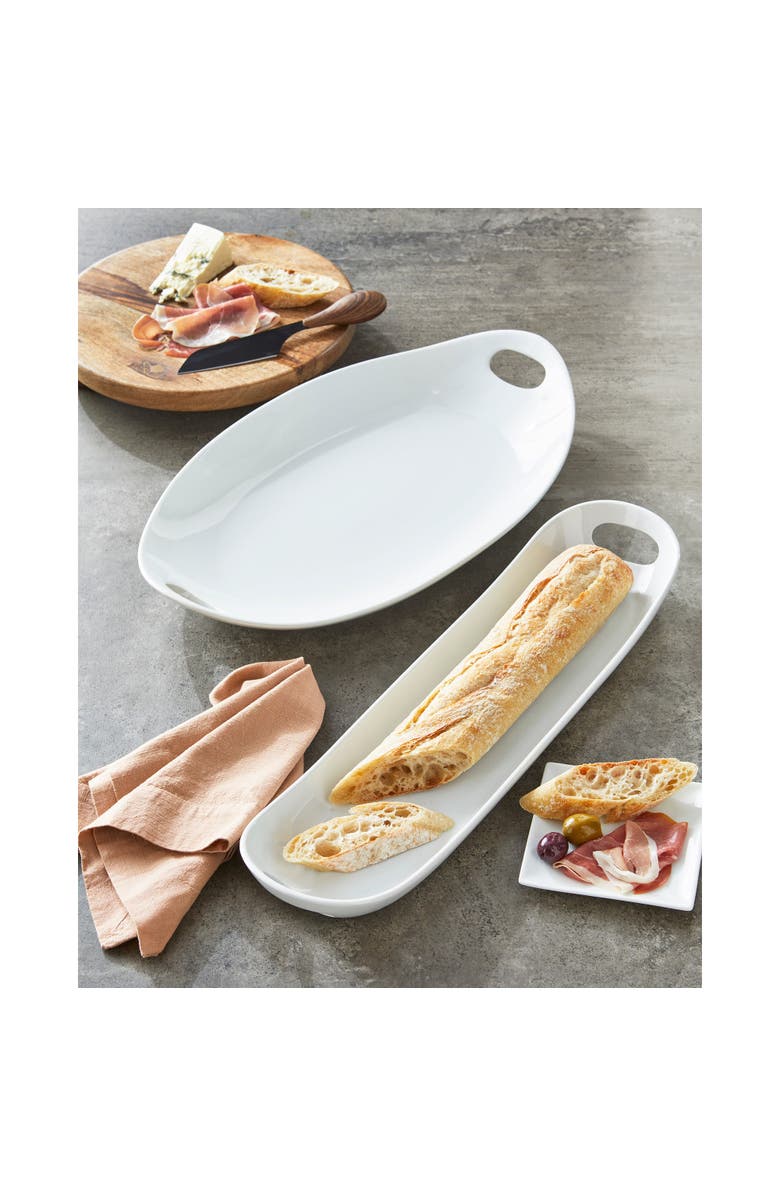 tag Whiteware Baguette Porcelain Serving Tray Platter Dishwasher Safe, Alternate, color, White