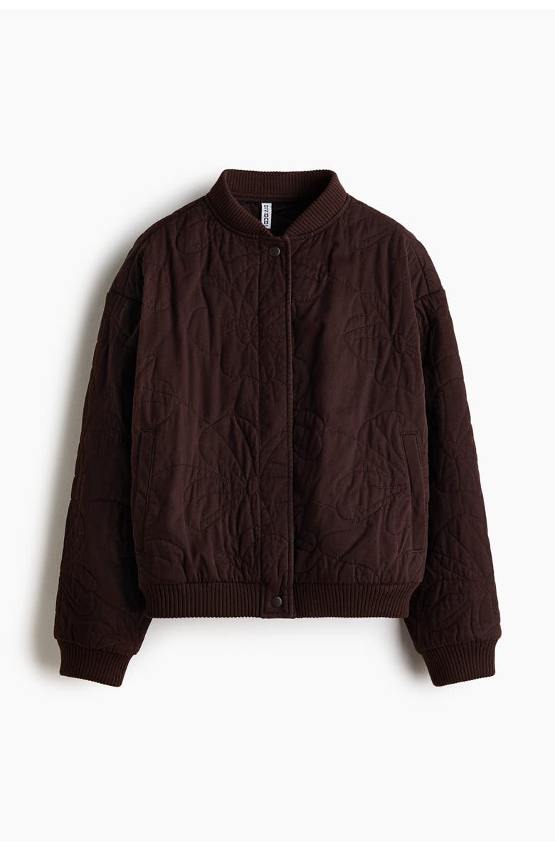 H&M Quilted Bomber Jacket, Alternate, color, Dark Brown