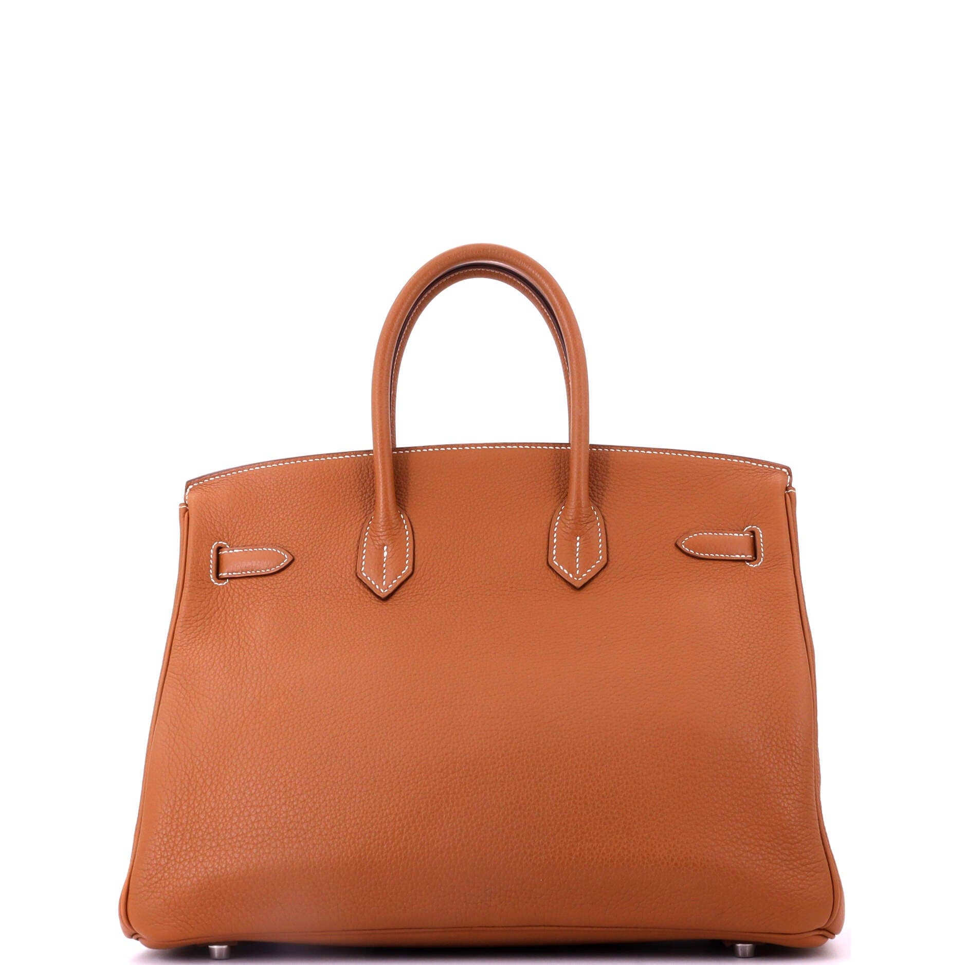 Pre-Owned Hermes Birkin Handbag Brown Togo with Palladium Hardware 35, Alternate, color, Gold