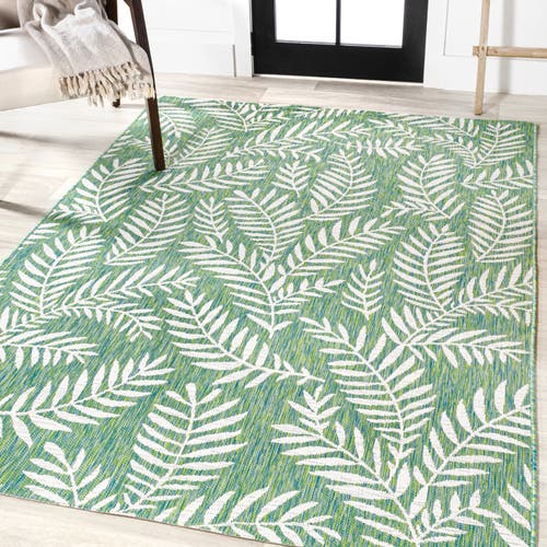 Jonathan Y Nevis Palm Frond Indoor/outdoor Area Rug In Cream/green