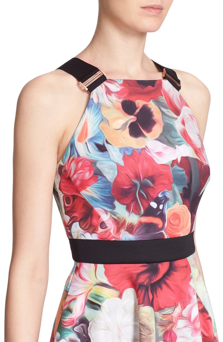Ted Baker London 'Samra - Floral Swirl' Sleeveless Skater Dress, Alternate, color, Fuchsia