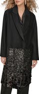 Donna Karan New York Sequin Wool Blend Longline Coat