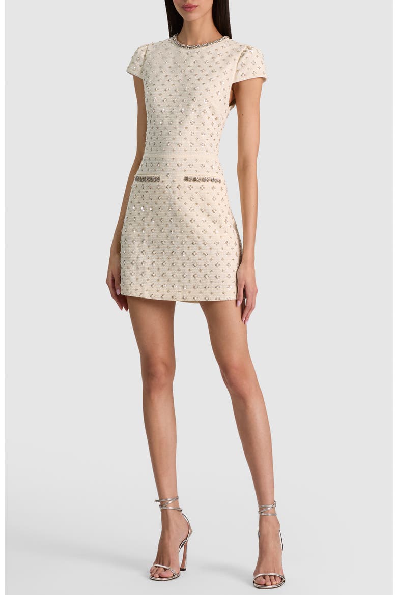 Cade Embellished Cap Sleeve Minidress, Alternate, color, VANILLA