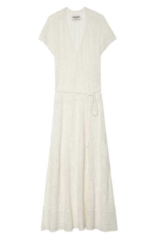 Zadig & Voltaire Melody Short Sleeve Cotton Blend Maxi Sweater Dress In Ecru
