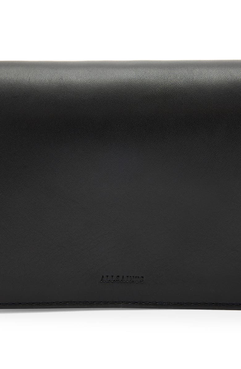 AllSaints Maeve Leather Crossbody Wallet, Alternate, color, Black