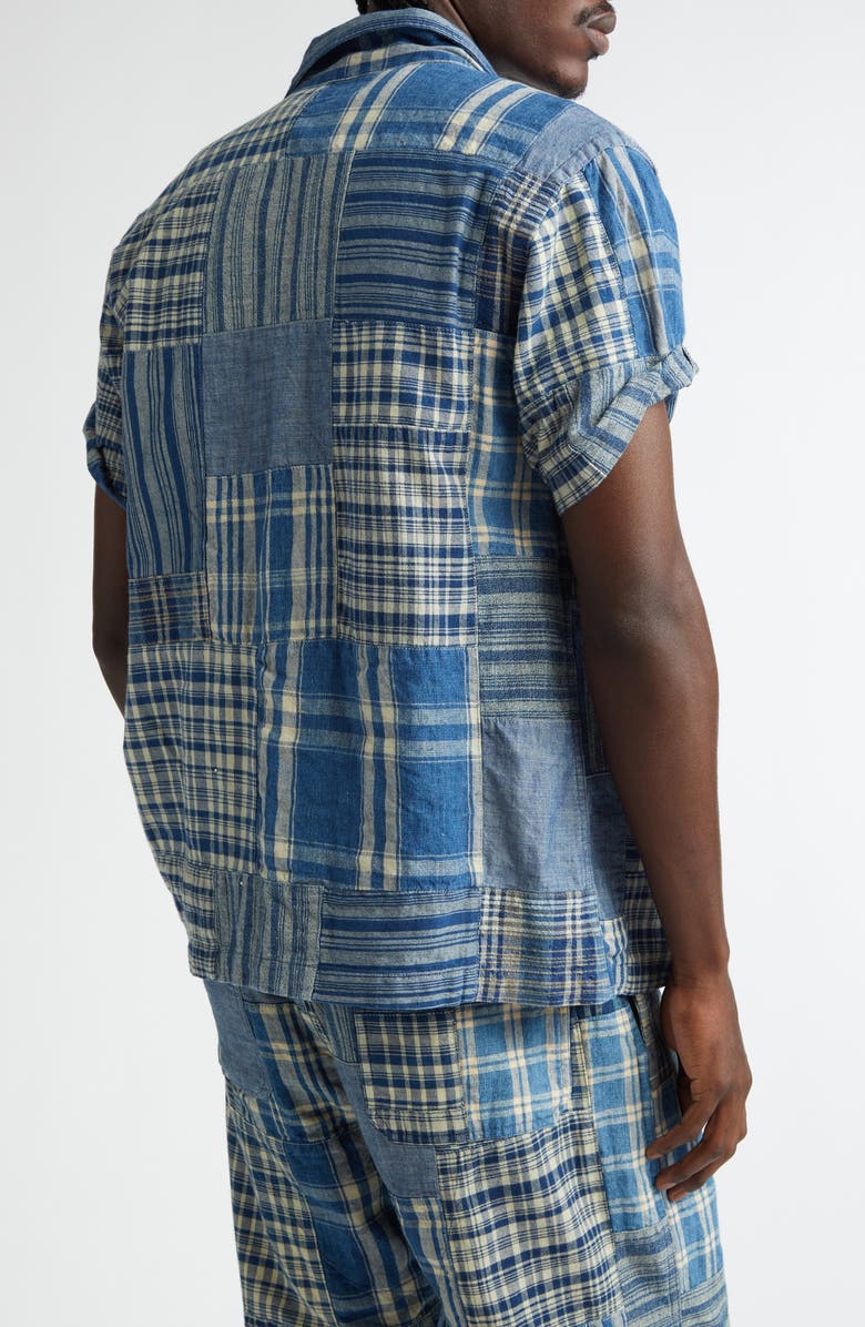 Double RL Indigo Patchwork Camp Shirt, Alternate, color, Indigo Patchwork