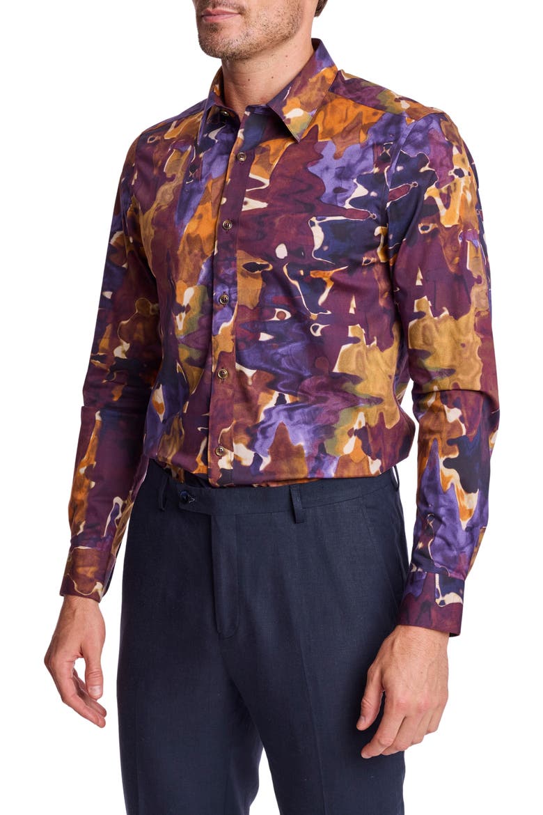 Parker Trim Fit Stretch Cotton Button-Up Shirt, Alternate, color, COLORFUL SWIRLS