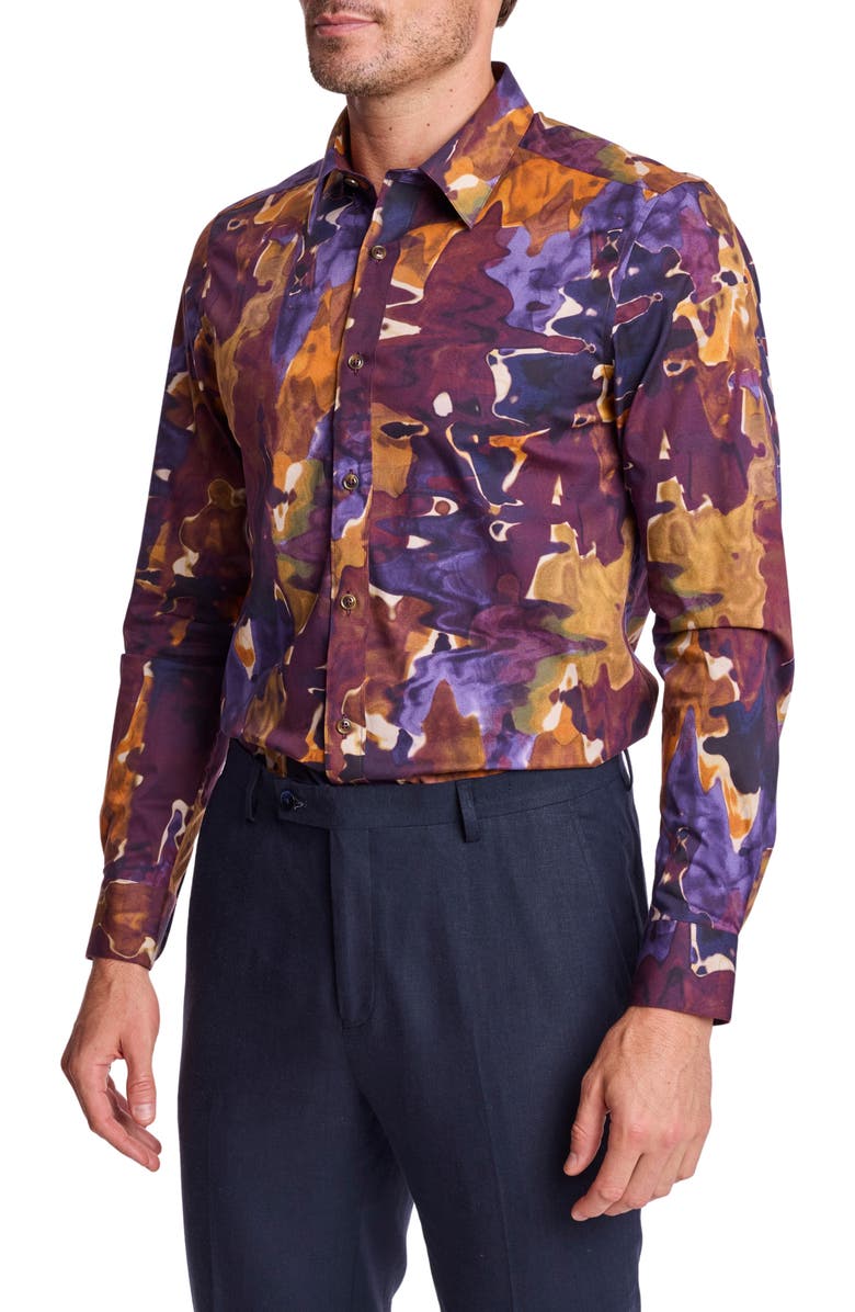 PAISLEY & GRAY Parker Trim Fit Stretch Cotton Button-Up Shirt, Alternate, color, Colorful Swirls