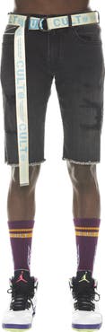 Cult of Individuality Rocker Belted Denim Shorts