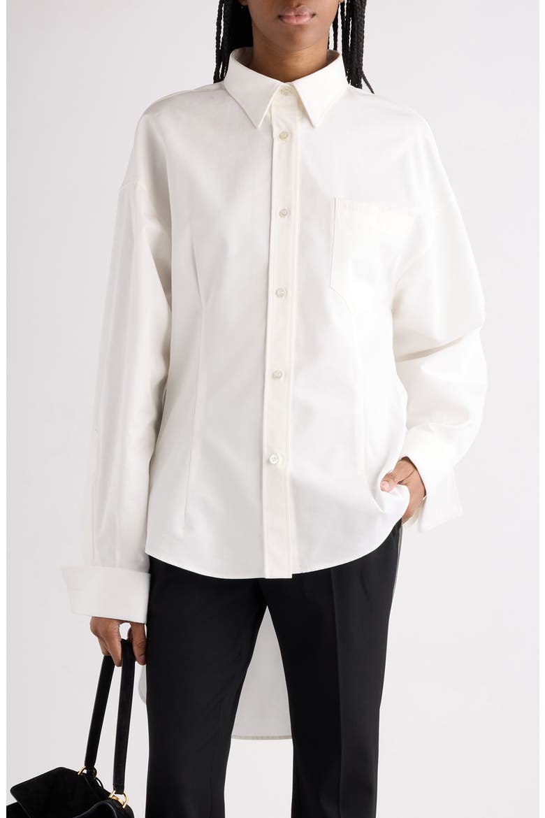 Classic Cotton & Silk Poplin Button-Up Shirt, Main, color, 9000 WHITE
