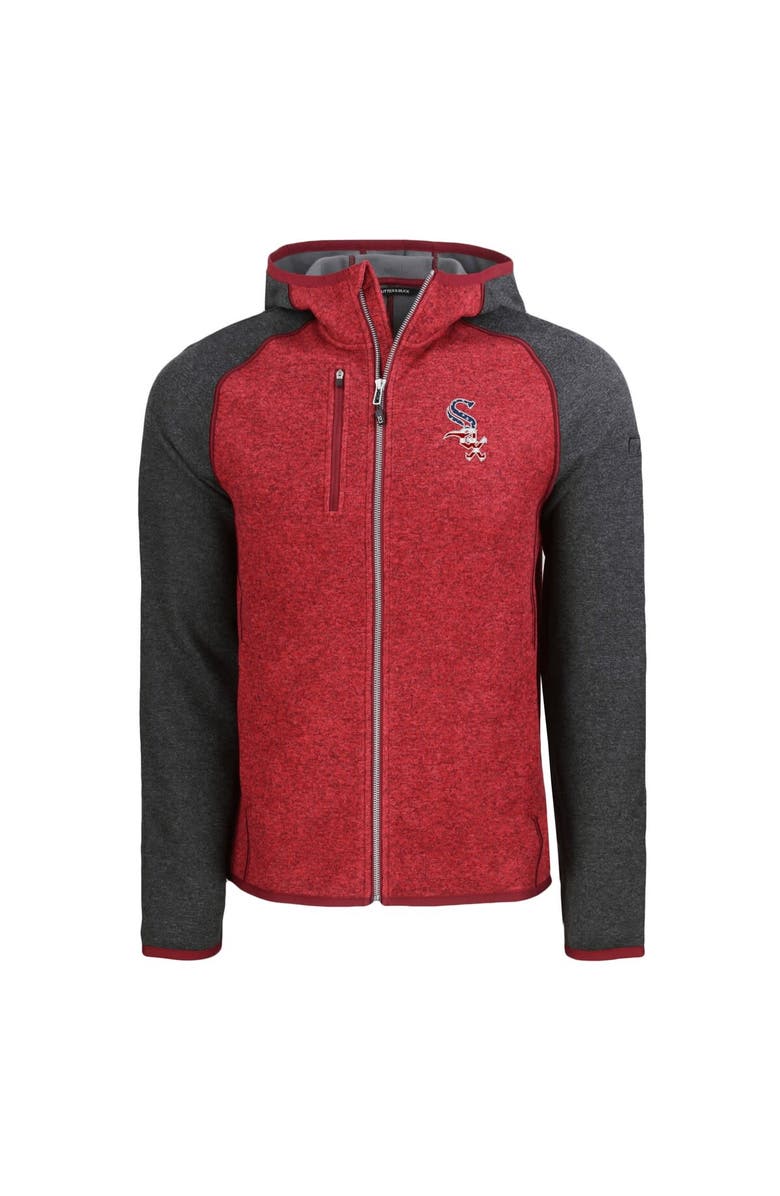 Cutter & Buck Men's Cutter & Buck Heather Red/Heather Charcoal Chicago White Sox Stars & Stripes Mainsail Sweater-Knit Full-Zip Hoodie, Alternate, color, Heather Red
