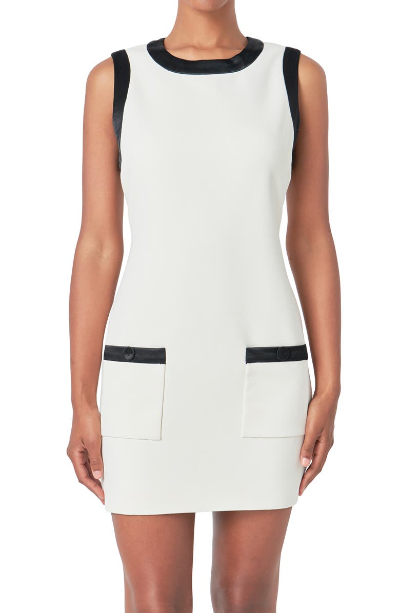 Endless Rose Contrast Satin Trim Minidress, Alternate, color, Ivory