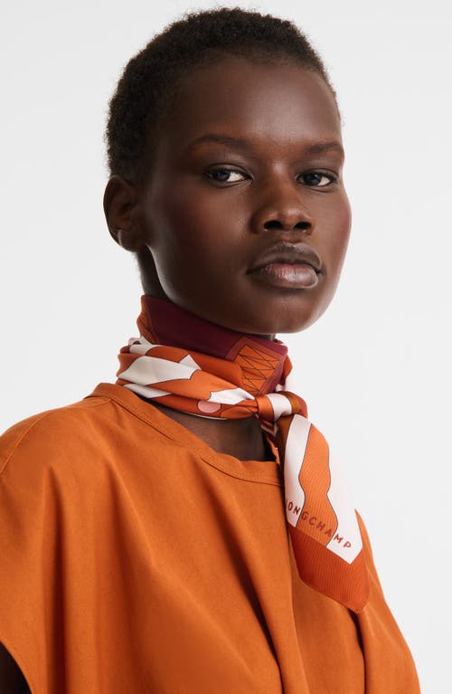Longchamp Eiffel Tower Rider Silk Square Scarf In Orange
