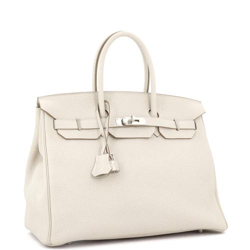 Pre-owned Hermes  Hermes Birkin Handbag Light Togo With Palladium Hardware 35 In White